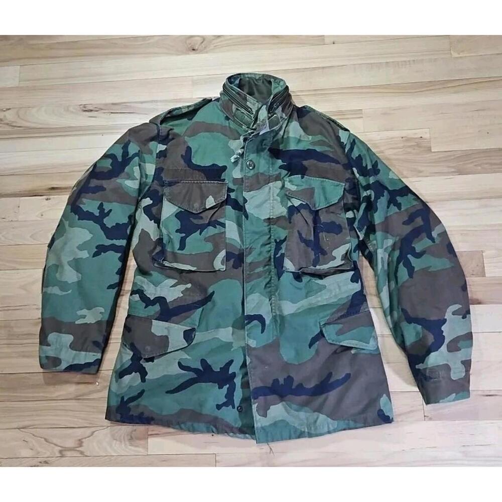 Vintage Military Field‎ Jacket Small Camouflage Cold Weather